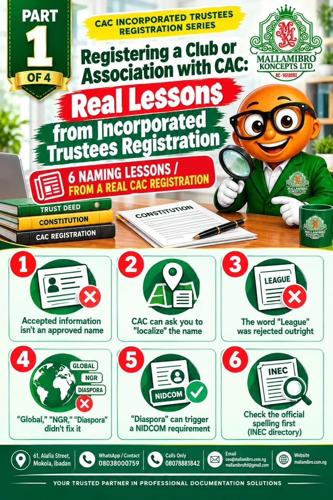 Real lessons from registering a social club as an Incorporated Trustee with CAC