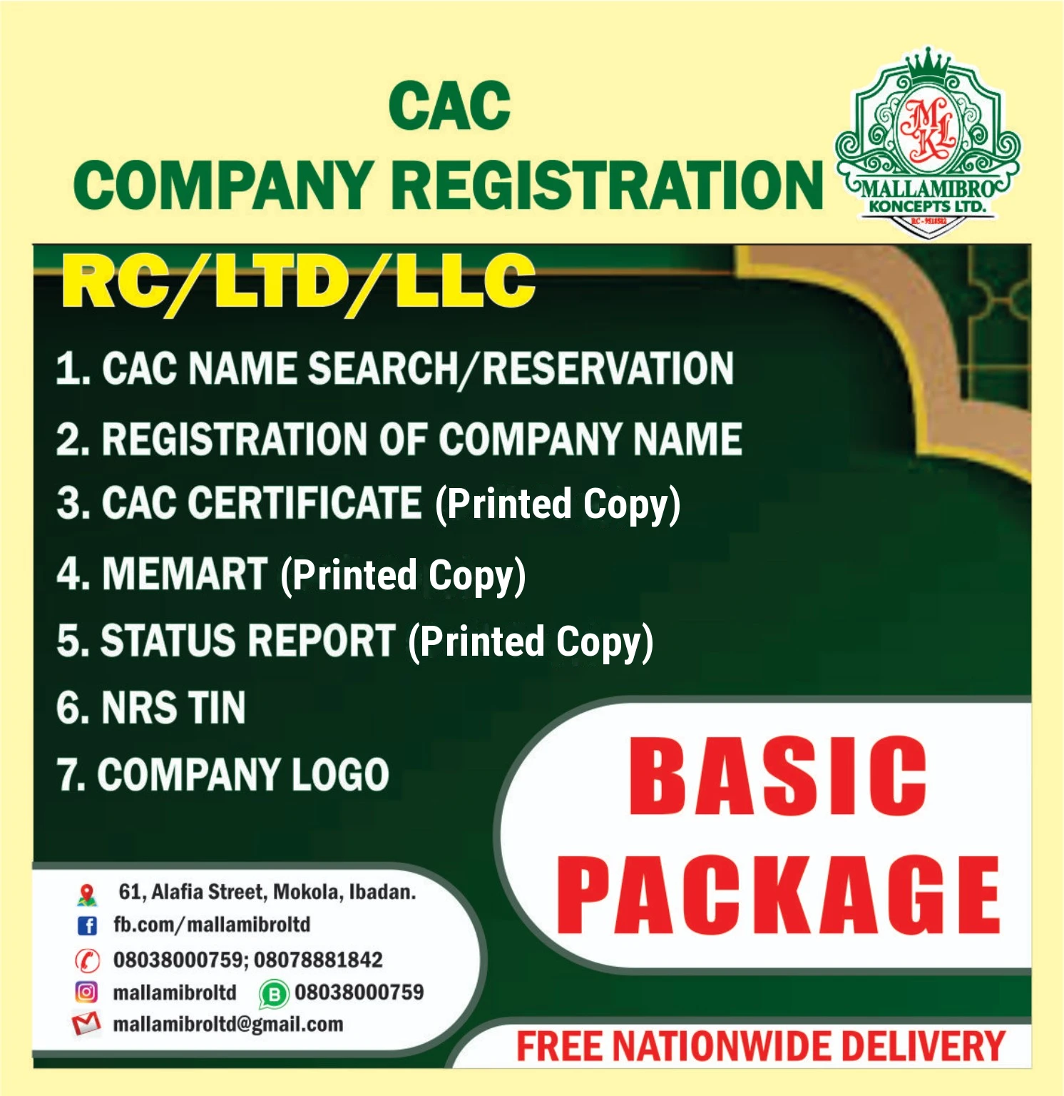 CAC Registration Document Package — Basic